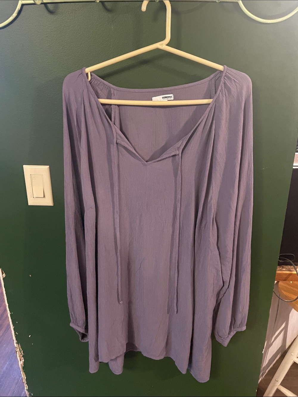 Sonoma Lavender Long-Sleeve Tunic with V-Neck Ties Comfort Ware Size 4X
